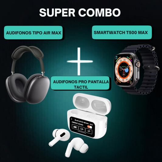 Combo reloj smart + audifonos + diadema